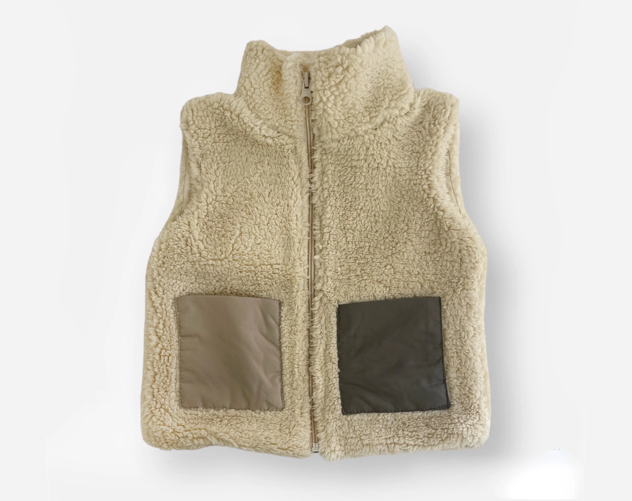 High collar teddy vest