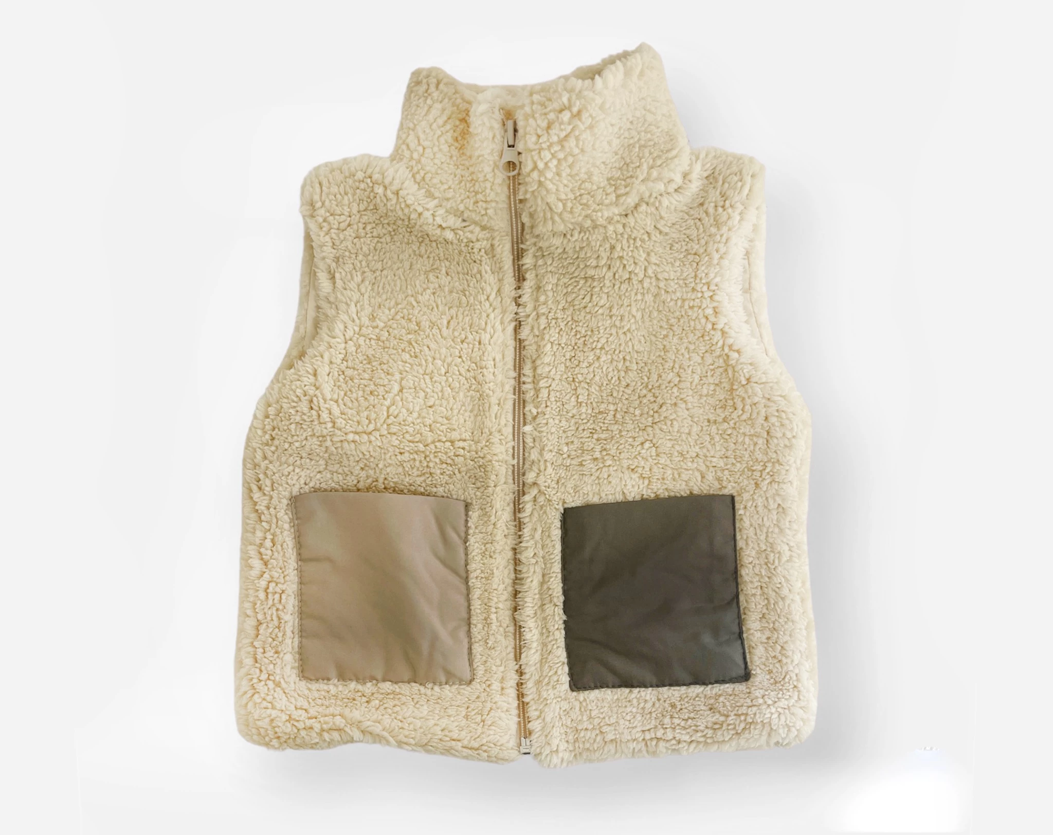 High collar teddy vest