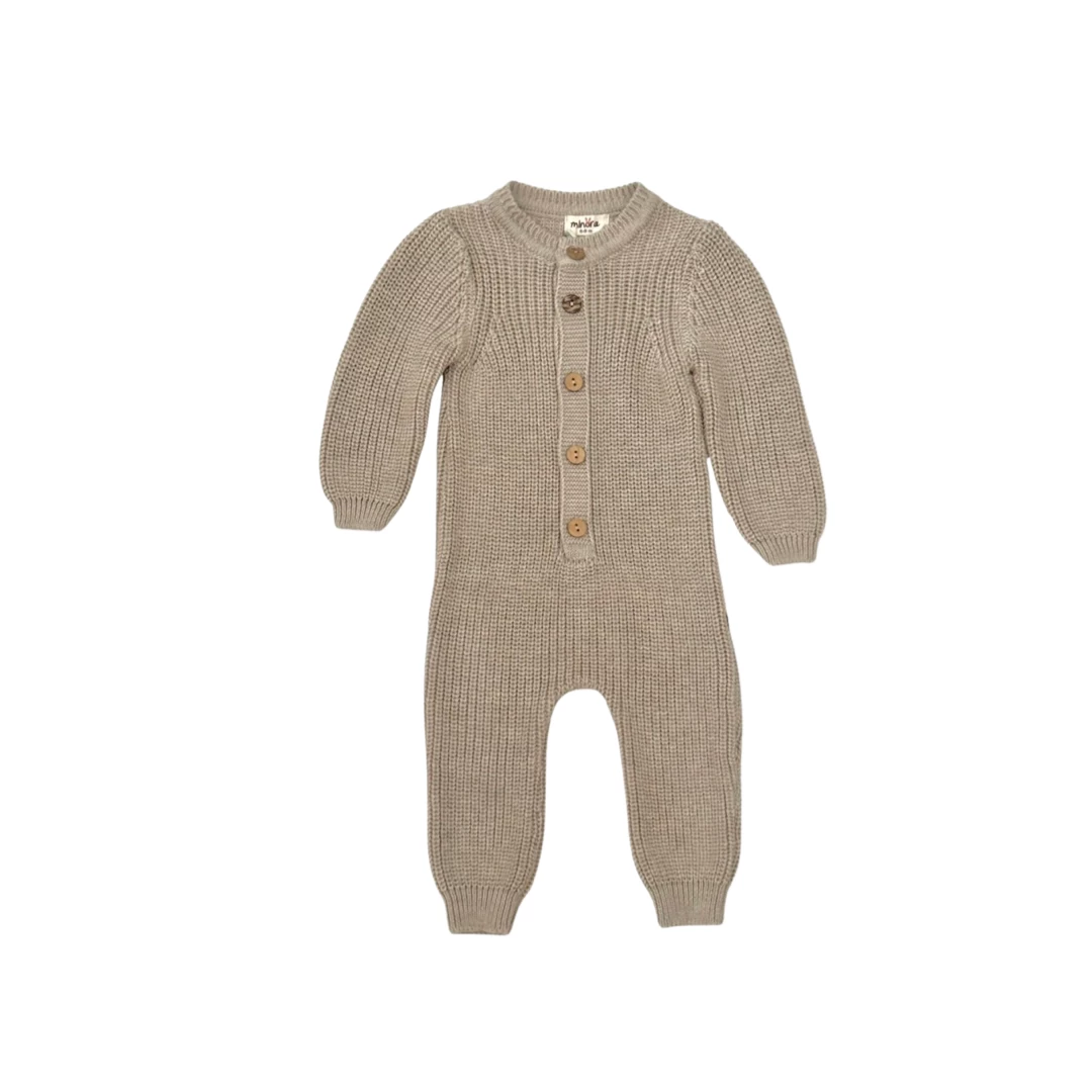 Beige overall with buttons