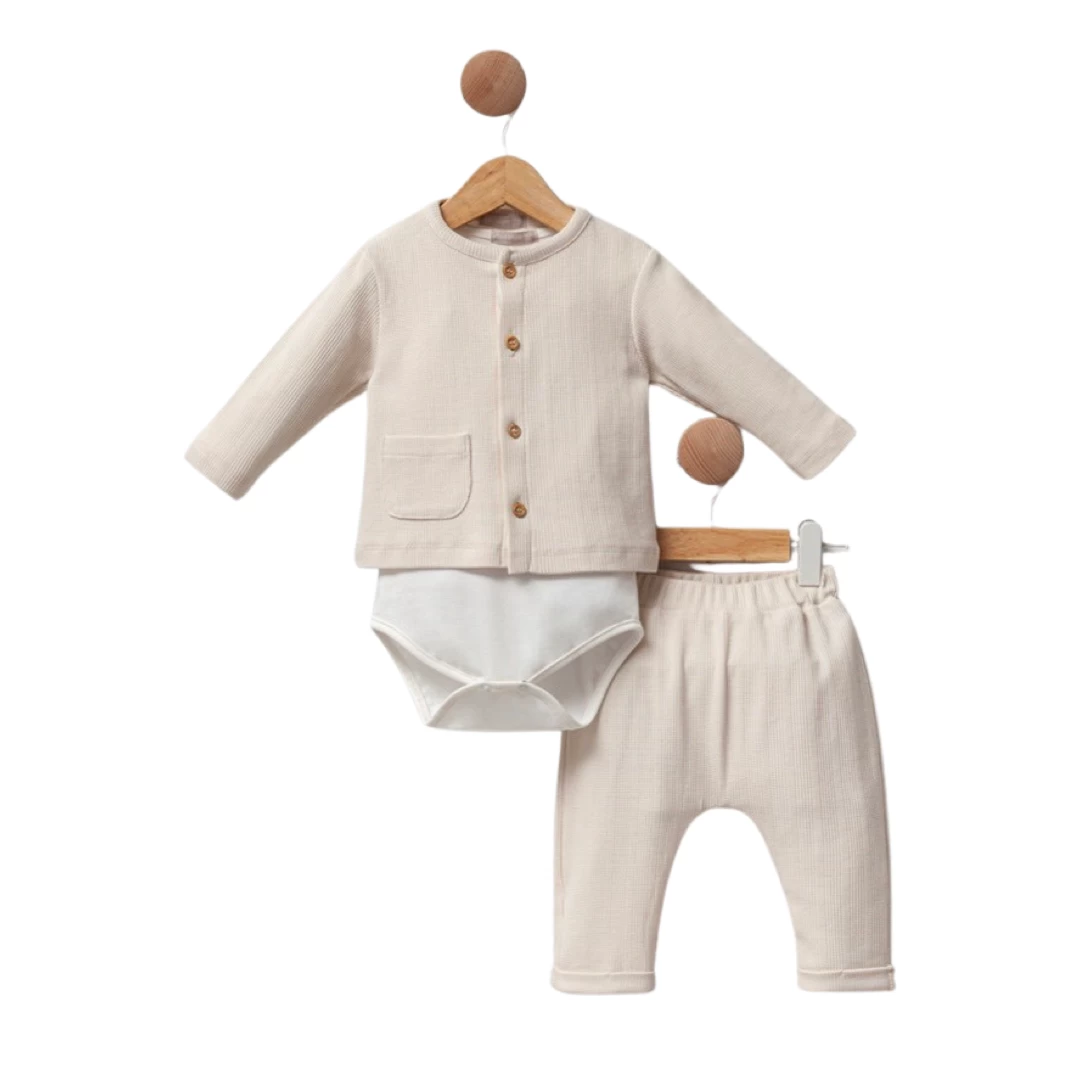 Beige baby boy set