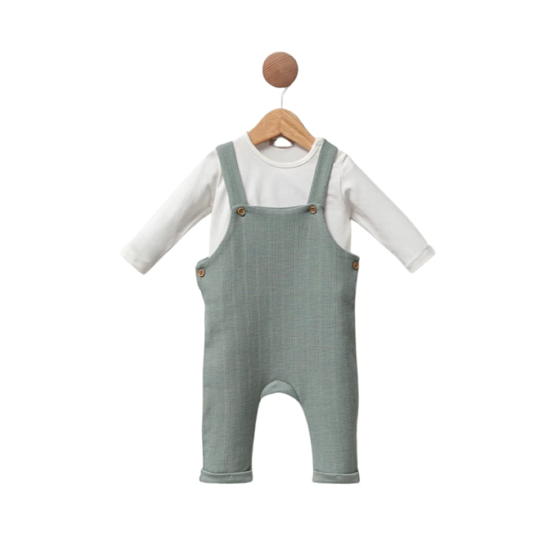 Green baby boy overall